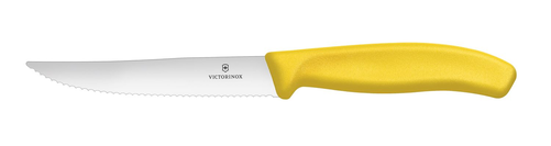 Nóż do steków i pizzy, ząbkowany, ostry czubek, ostrze 120 mm, żółty | VICTORINOX, 6.7936.12L8