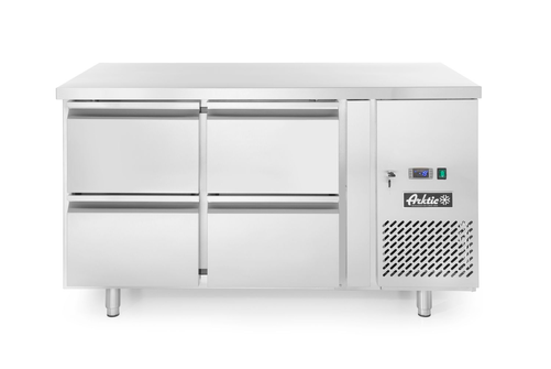 Stół chłodniczy z 4 szufladami i agregatem bocznym, 0,25 kW, 1360x700x858 mm, inox | ARKTIC, 233764