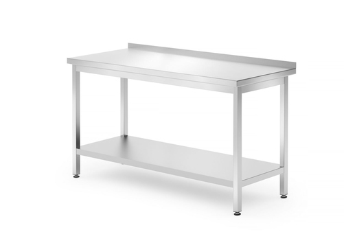 Stół roboczy przyścienny z półką, skręcany, 1400x700x850 mm, inox | HENDI, 812747