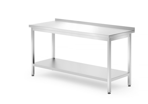 Stół roboczy przyścienny z półką, skręcany, 1600x700x850 mm, inox | HENDI, 812754