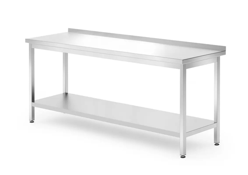 Stół roboczy przyścienny z półką, skręcany, 1800x700x850 mm, inox | HENDI, 812761