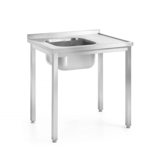 Stół z jednym zlewem lewy, skręcany, 1000x600x850 mm, inox | HENDI, 812648