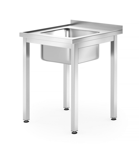 Stół z jednym zlewem, skręcany, 600x700x850 mm, inox | HENDI, 812877