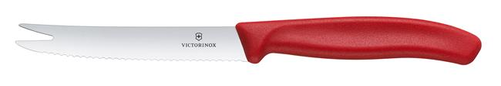 Nóż do sera i kiełbasy, ostrze ząbkowane 110 mm, inox, czerwony | VICTORINOX, 6,7861