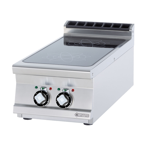 Kuchnia indukcyjna 2-płytowa, 10 kW, 400x900x280 mm, inox, czarna | RMGASTRO, PCIT - 94 ET