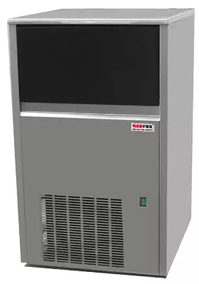 Kostkarka do lodu 57 kg/24 h, 0,46 kW, chłodzenie wodą, 520x645x840 mm, inox | REDFOX, SS-60W