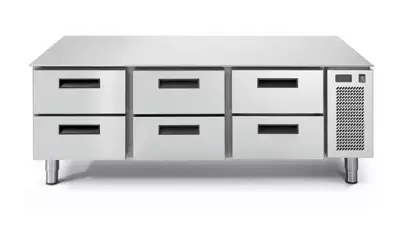 Podstawa mroźnicza 6-szufladowa, blat prosty, 0,35 kW, 1600x685x613 mm, inox | RMGASTRO, LS 703 BT/V 2C