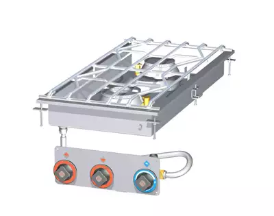 Kuchnia stołowa wodna gazowa 2-palnikowa, 14 kW, 400x800x120 mm, srebrna | RMGASTRO, PCAD - 84 G