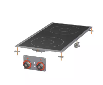 Kuchnia stołowa ceramiczna elektryczna, 6.8 kW, 400x800x50 mm, 400 V, inox-czarny | RMGASTRO, PCCD - 84 ET