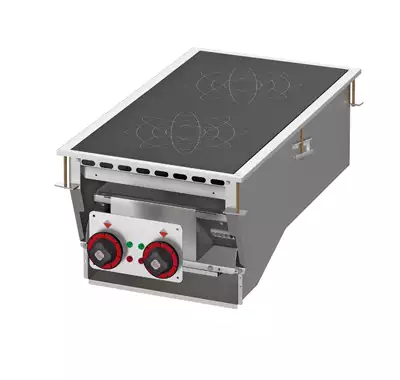 Kuchnia stołowa indukcyjna elektryczna, 10 kW, 400x800x310 mm, 400 V, czarny-inox | RMGASTRO, PCID - 84 ET
