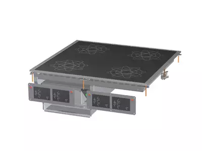 Kuchnia stołowa indukcyjna elektryczna, 20 kW, 800x800x310 mm, 400 V, czarny-inox | RMGASTRO, PCID - 88 ET