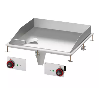 Płyta grillowa elektryczna, ze stali nierdzewnej, 1/2 gładka, 1/2 ryflowana, 15 kW, 800x800x220 mm, inox | RMGASTRO, FTLRD - 88 ET