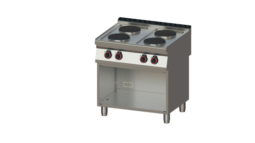 Kuchnia elektryczna 4-płytowa, 10,4 kW, 800x700x900 mm, inox, czarna | REDFOX, SP 70/80 E