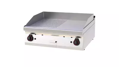 Płyta grillowa gazowa, ze stali nierdzewnej, ryflowana, gładka, 14 kW, 800x700x330 mm, inox | REDFOX, FTHR  70/08 G