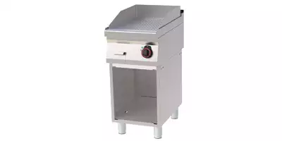 Płyta grillowa elektryczna, ze stali nierdzewnej, ryflowana, chromowana, 4,5 kW, 400x700x900 mm, inox | REDFOX, FTRC 70/40 E