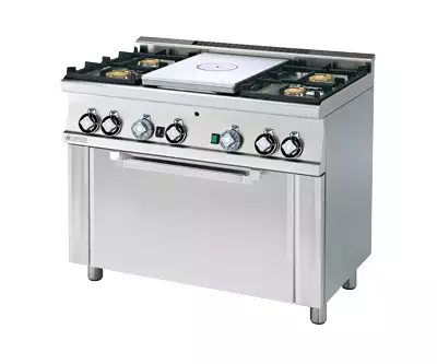 Kuchnia żeliwna 5-palnikowa, 26.55 kW, 1000x600x900 mm, 230 V, inox | RMGASTRO, TPFM4 - 610 GEM