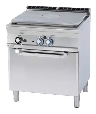 Kuchnia gazowa żeliwna 2-płytowa z piekarnikiem elektrycznym GN 2/1, 25.32 kW, 800x700x900 mm, 400 V, inox | RMGASTRO, TPFV2 - 78 GE/P