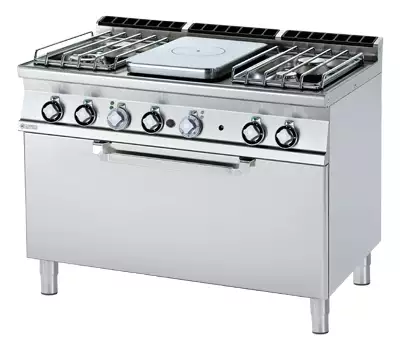 Kuchnia żeliwna 5-palnikowa z piekarnikiem gazowa, 51 kW, 1200x700x900 mm, inox | RMGASTRO, TPF4 - 712 G/P