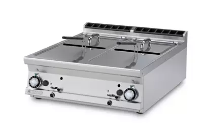 Frytownica gazowa dwukomorowa 2x 13 l z kranem spustowym, nastawna, 24 kW, 800x900x280 mm | RMGASTRO, F2/13T - 98 G