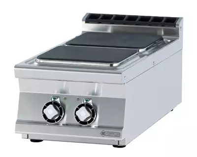 Kuchnia elektryczna 2-płytowa, 8 kW, 400x900x280 mm, inox, czarna | RMGASTRO, PCQT-94ET