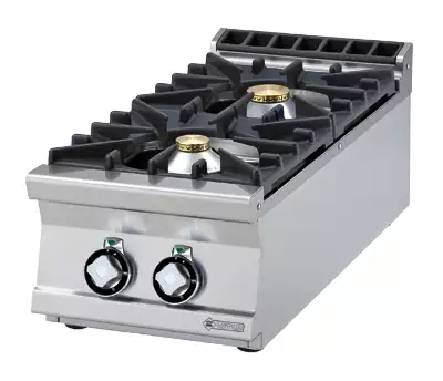 Kuchnia gazowa 2-palnikowa, 11 kW, 400x900x280 mm, inox, czarna | RMGASTRO, ﻿PCT - 94 G