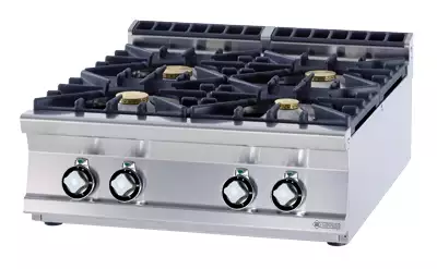 Kuchnia gazowa 4-palnikowa, 28 kW, 800x900x280 mm, inox, czarna | RMGASTRO, PCT - 98G