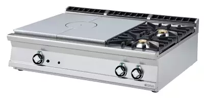 Kuchnia gazowa 3-palnikowa, 29 kW, 1200x900x280 mm, inox, czarna | RMGASTRO, TP2T - 912 G