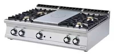 Kuchnia gazowa 5-palnikowa, 35 kW, 1200x900x280 mm, inox, czarna | RMGASTRO, TP4T - 912 G