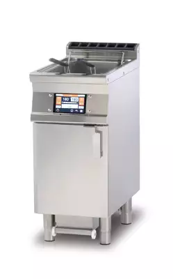 Frytownica elektryczna jednokomorowa 18 l z kranem spustowym i panelem cyfrowym, wolnostojąca z drzwiami, 15,95 kW, 400 V, 400x900x900 mm | RMGASTRO, F18 - 94 ETD