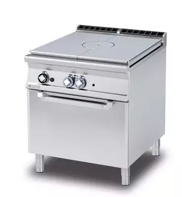 Kuchnia żeliwna gazowa 1-palnikowa i  pierkarnikiem elektrycznym, 17.32 kW, 800x900x900 mm, inox, czarna | RMGASTRO, TPFV - 98 GE