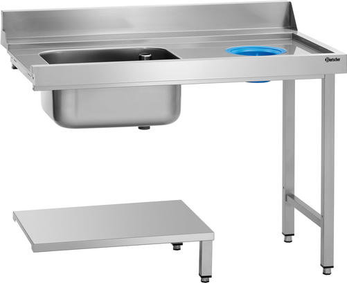 Stół ze zlewem i otworem na odpadki, 1200x720x850 mm | BARTSCHER, 109743