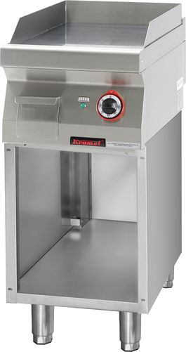 Płyta grillowa gładka chromowana 400 mm, 4,8 kW na podstawie szafkowej otwartej, 400x700x900 mm | KROMET, 700.PBE-400G.S