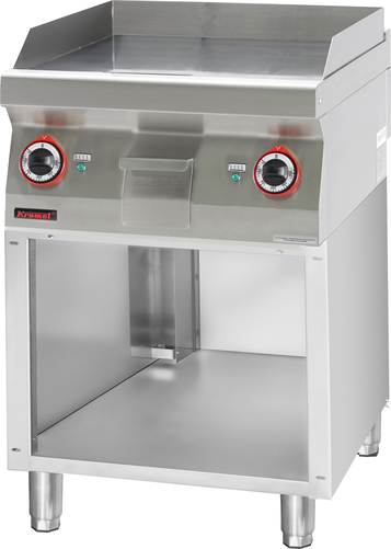 Płyta grillowa gładka 600 mm, 8 kW na podstawie szafkowej otwartej, 600x700x900 mm | KROMET, 700.PBE-600G.S