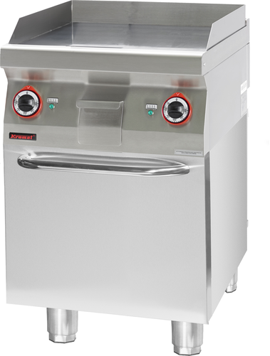Płyta grillowa gładka 600 mm, 8 kW na podstawie szafkowej zamkniętej, 600x700x900 mm | KROMET, 700.PBE-600G.S.D