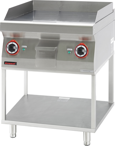 Płyta grillowa gładka 600 mm, 8 kW na podstawie szkieletowej, 600x700x900 mm | KROMET, 700.PBE-600G.T