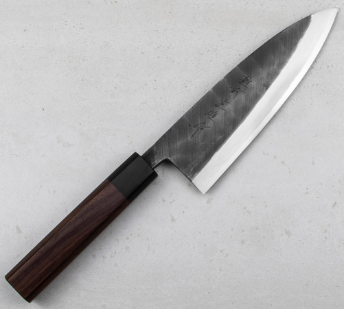 Nóż Deba 180 mm | HIDEO KITAOKA, Shirogami Black Oktagon