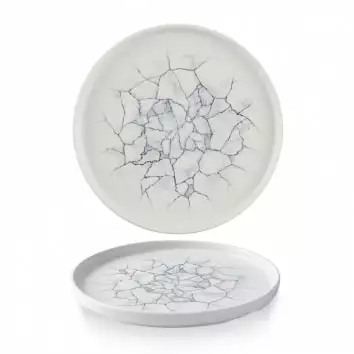 Talerz płytki okrągły z rantem 260 mm | CHURCHILL, Kintsugi Pearl Grey