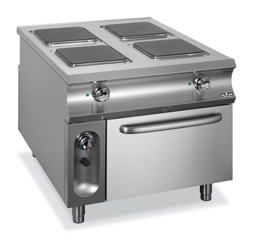 Kuchnia elektryczna 4-płytowa z kwadratowymi płytami z przelotowym piekarnikiem elektrycznym, 23 kW, 900x1100x850 mm | MBM, Domina 1100