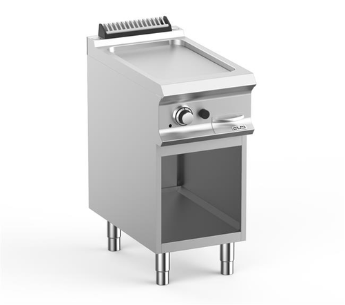 Płyta grillowa gazowa, ze stali nierdzewnej, gładka chromowana, na podstawie z 3 stron zamkniętej, 7 kW, 400x730x850 mm | MBM, DominaPro 700