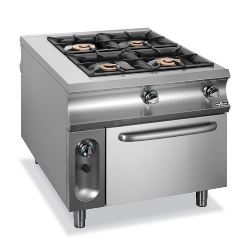 Kuchnia gazowa 4-palnikowa z przelotowym piekarnikiem elektrycznym, 38 kW, 900x1100x850 mm | MBM, Domina 1100