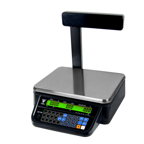 Waga kalkulacyjna dwudziałkowa do 15 kg, 336x350x382 mm, czarna, z legalizacją, wysięgnikiem i podświetlanym wyświetlaczem | DIGI, DS 782PR RS BK