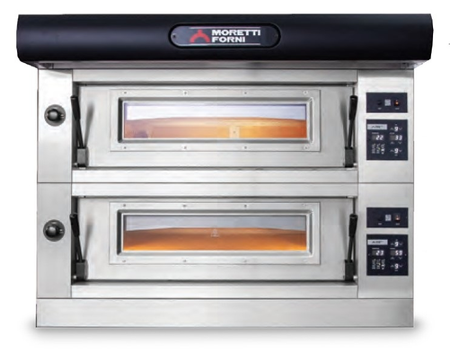 Piec do pizzy 2-komorowy z okapem i bazą, elektryczny, 14,2 kW, 1020x1650x1050 mm, 12x pizza 300 mm | MORETTI FORNI, Amalfi