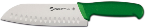Nóż Santoku, szlif kulowy, ostrze 180 mm, zielony | AMBROGIO SANELLI, Supra Colore