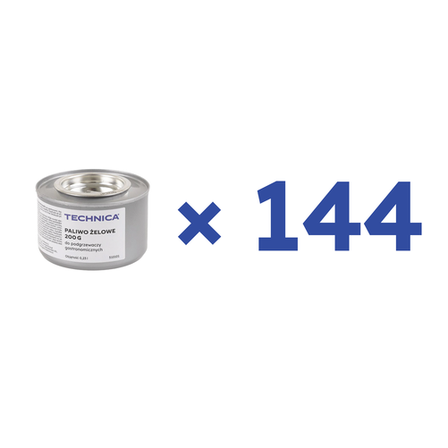 [Zestaw] 144 x Paliwo żelowe do podgrzewaczy gastronomicznych 200 g | TECHNICA, 510101