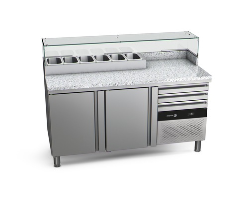 Stół do pizzy 2-drzwiowy, 325 l, 1590x700x854 mm, 0,26 kW | FAGOR, Compact