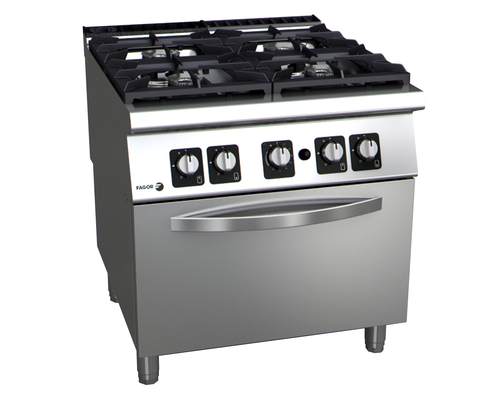 Kuchnia gazowa (G20 - gaz ziemny) 4-palnikowa, wolnostojąca z piekarnikiem gazowym, 37,3 kW, 800x930x850 mm | FAGOR, C-G941