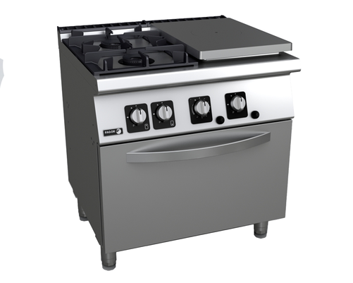 Kuchnia gazowa (G30 - propan-butan) 2-palnikowa z płytą grzewczą, wolnostojąca z piekarnikiem gazowym, 27,1 kW, 800x730x850 mm | FAGOR, C-G731-D