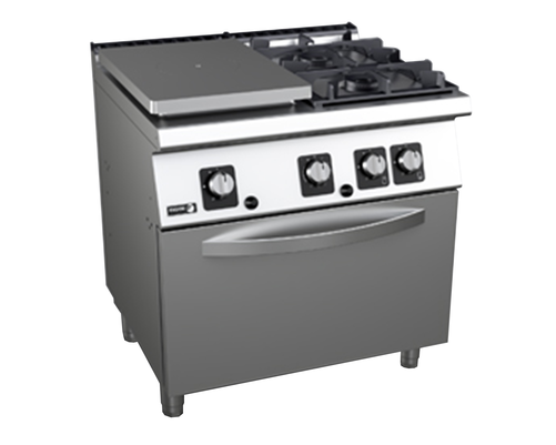 Kuchnia gazowa (G30 - propan-butan) 2-palnikowa z płytą grzewczą, wolnostojąca z piekarnikiem gazowym, 27,1 kW, 800x730x850 mm | FAGOR, C-G731-I