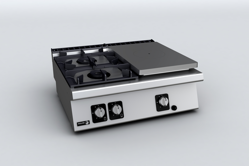 Kuchnia gazowa (G30 - propan-butan) 2-palnikowa z płytą grzewczą, nastawna, 18,5 kW, 800x730x290 mm | FAGOR, C-G730-D