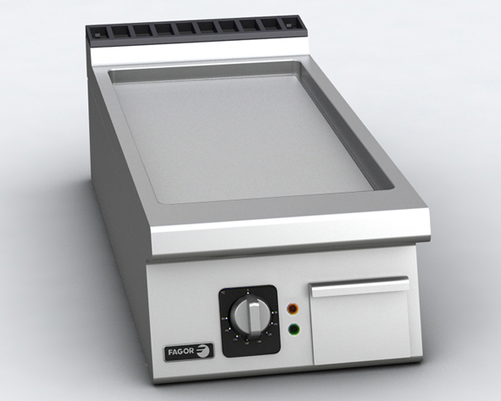 Płyta grillowa elektryczna, ze stali nierdzewnej, gładka chromowana, nastawna, 7,5 kW, 400x930x290 mm | FAGOR, Linia 900 Kore